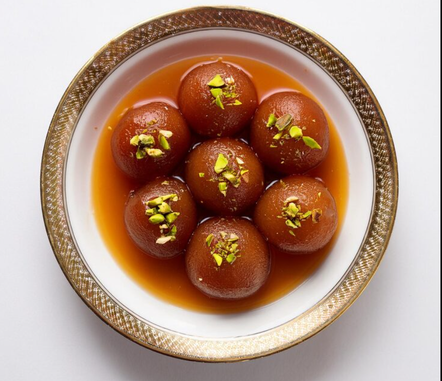 Gulab jamun dessert at pure veg restaurant Hubli